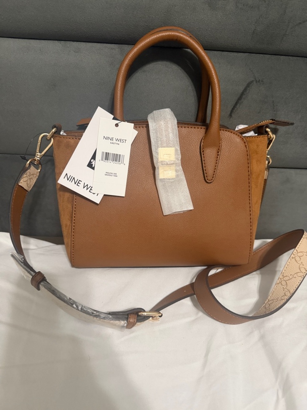 Nine West Brown Top-Handle Satchel with Removable Strap